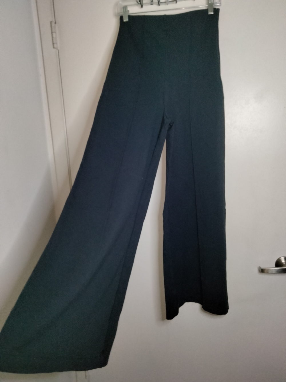 Quince -M- Classic Black Ponte Stretch High-Waist Wide Leg Business Casual Pants
